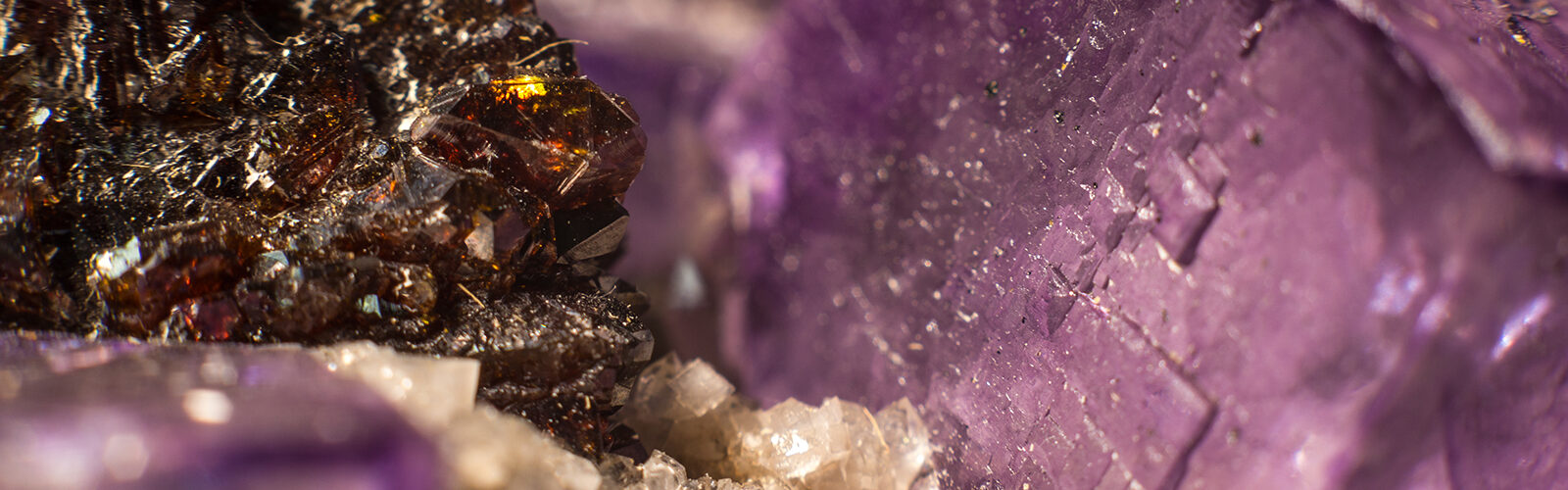 A close-up view of purple crystals.